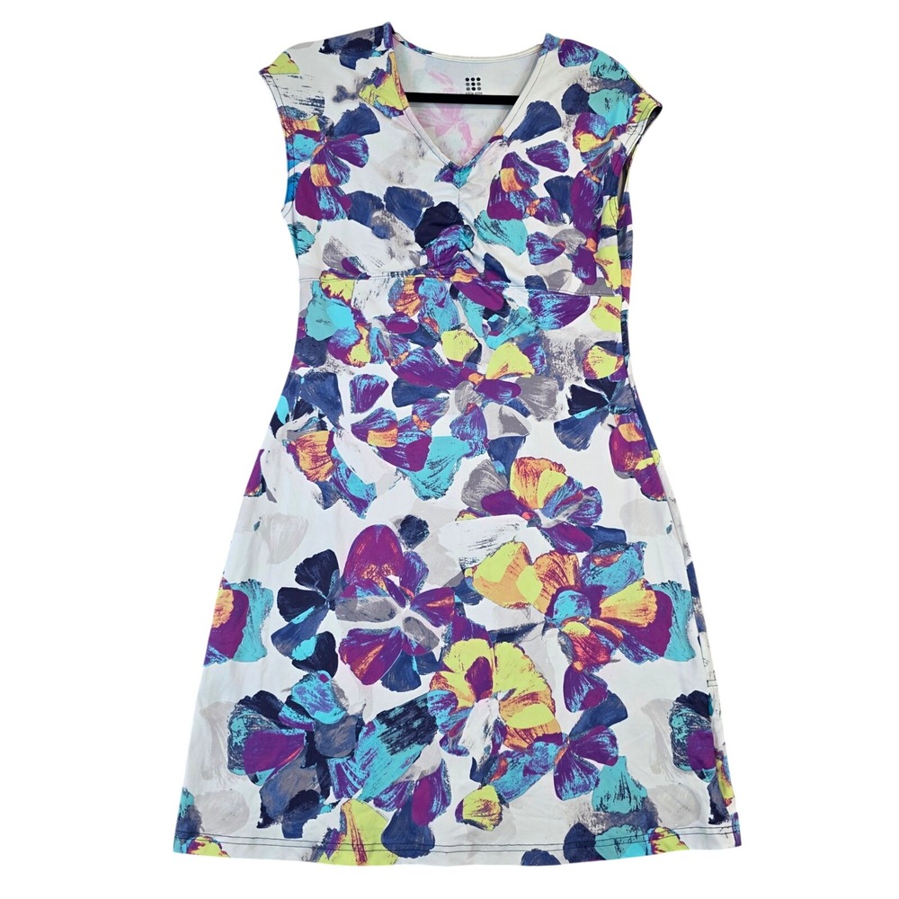 Title Nine Diamalete Dress Wmns Floral Abstract Cap Sleeve Activewear w Pocket M